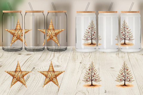 Glass Can Boho Chic Watercolor Christmas & Ornaments Sublimation artnoy 