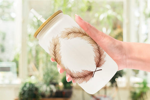 Glass Can Boho Chic Watercolor Christmas & Ornaments Sublimation artnoy 