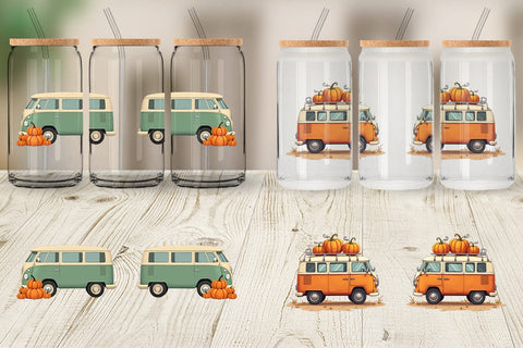 Glass Can Boho Fall Camper Sublimation artnoy 