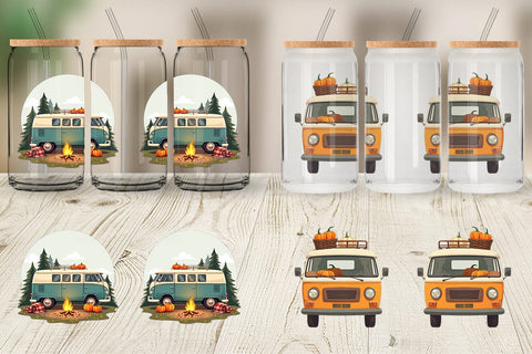 Glass Can Boho Fall Camper Sublimation artnoy 