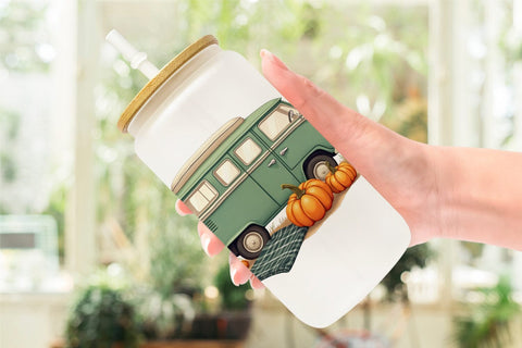 Glass Can Boho Fall Camper Sublimation artnoy 