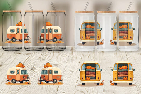 Glass Can Boho Fall Camper Sublimation artnoy 