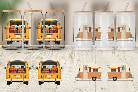 Glass Can Boho Fall Camper Sublimation artnoy 