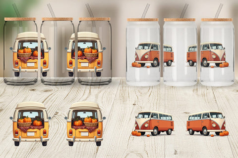 Glass Can Boho Fall Camper Sublimation artnoy 