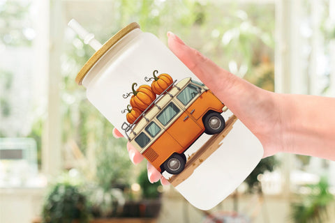 Glass Can Boho Fall Camper Sublimation artnoy 