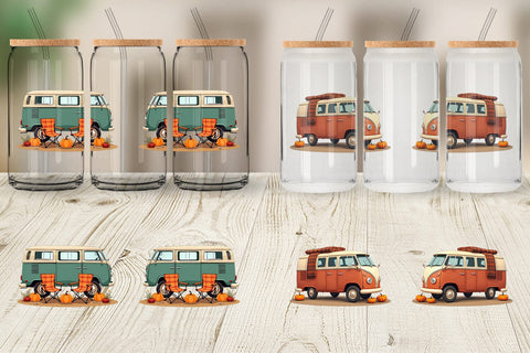 Glass Can Boho Fall Camper Sublimation artnoy 