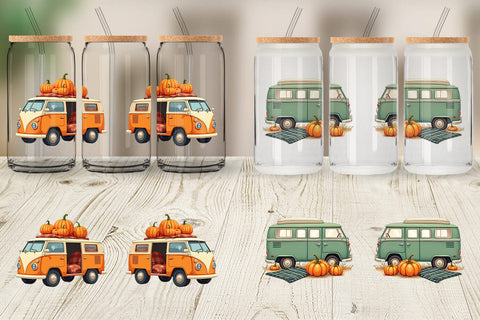 Glass Can Boho Fall Camper Sublimation artnoy 