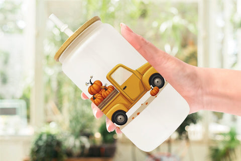 Glass Can Boho Farm Trucks Sublimation artnoy 