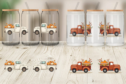 Glass Can Boho Farm Trucks Sublimation artnoy 