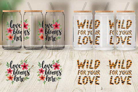 Glass Can Boho Jungle Love Tropical Valentine Quotes Sublimation artnoy 