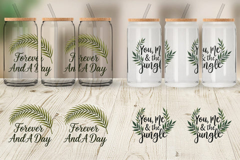 Glass Can Boho Jungle Love Tropical Valentine Quotes Sublimation artnoy 