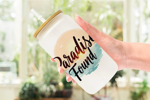 Glass Can Boho Jungle Love Tropical Valentine Quotes Sublimation artnoy 