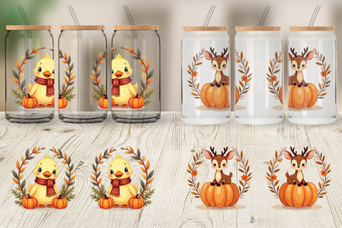 Glass Can Boho Pumpkin Critters Sublimation artnoy 