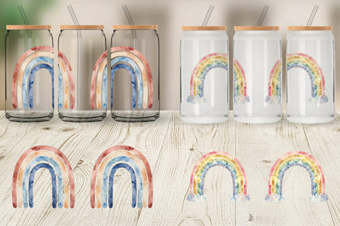 Glass Can Boho Rainbow Abstract Sublimation artnoy 