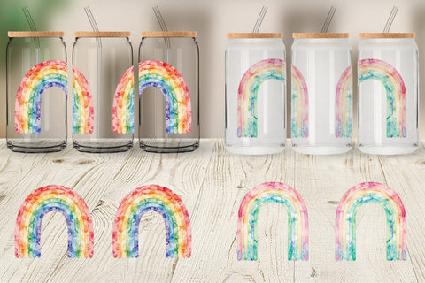 Glass Can Boho Rainbow Abstract Sublimation artnoy 