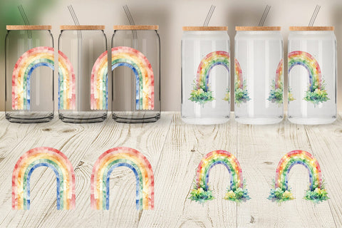 Glass Can Boho Rainbow Abstract Sublimation artnoy 