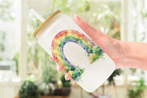 Glass Can Boho Rainbow Abstract Sublimation artnoy 