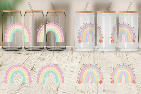 Glass Can Boho Rainbow Pastels Sublimation artnoy 
