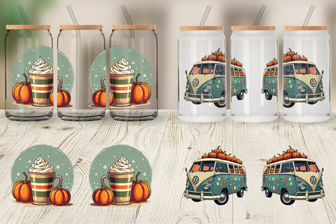 Glass Can Boho Retro Pumpkin Sublimation artnoy 