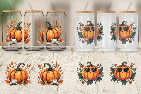 Glass Can Boho Retro Pumpkin Sublimation artnoy 