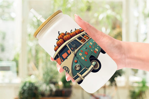 Glass Can Boho Retro Pumpkin Sublimation artnoy 
