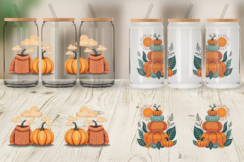 Glass Can Boho Retro Pumpkin Sublimation artnoy 