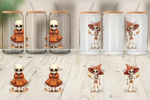 Glass Can Boho Skeleton Halloween Sublimation artnoy 