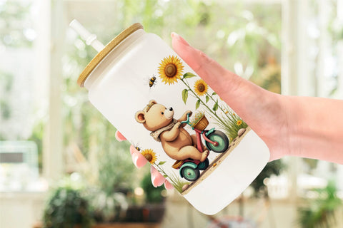 Glass Can Boho Sunflowers Sublimation artnoy 