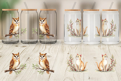 Glass Can Boho Winter Animals Sublimation artnoy 