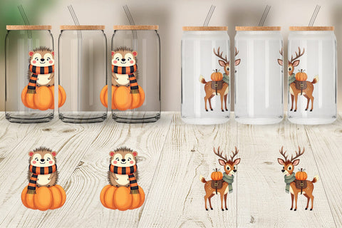 Glass Can Boho Woodland Animals Sublimation artnoy 