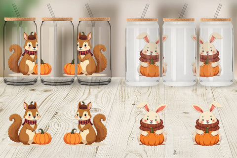 Glass Can Boho Woodland Animals Sublimation artnoy 