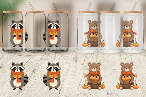 Glass Can Boho Woodland Animals Sublimation artnoy 