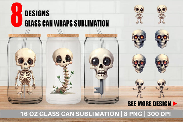 Glass Can Bone Motifs Sublimation artnoy 