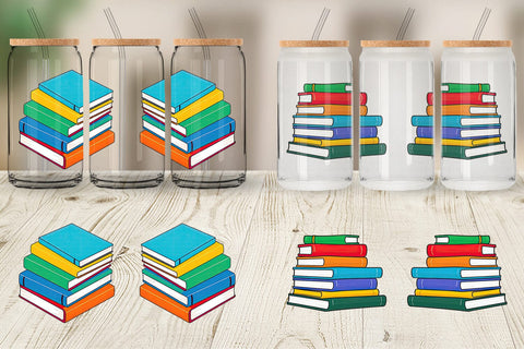Glass Can Book Stack Sublimation artnoy 