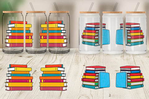 Glass Can Book Stack Sublimation artnoy 