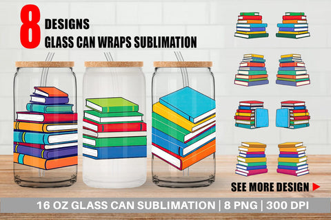 Glass Can Book Stack Sublimation artnoy 