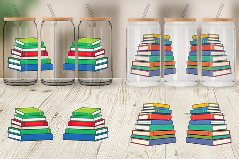 Glass Can Book Stack Sublimation artnoy 