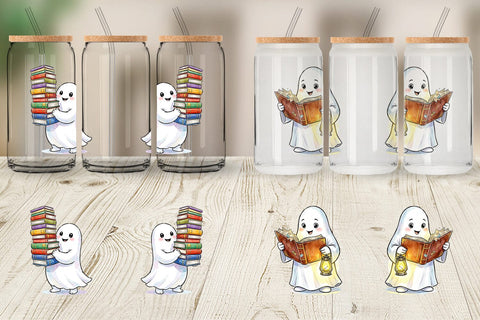 Glass Can Bookish Librarian Ghost Art Sublimation artnoy 