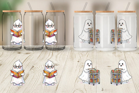 Glass Can Bookish Librarian Ghost Art Sublimation artnoy 
