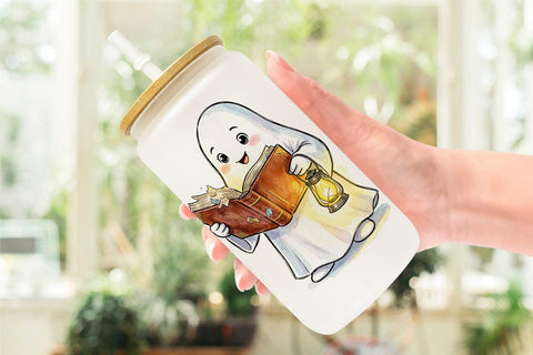 Glass Can Bookish Librarian Ghost Art Sublimation artnoy 