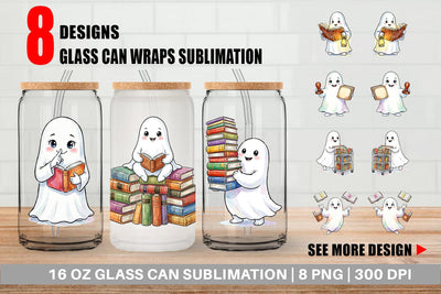 Glass Can Bookish Librarian Ghost Art Sublimation artnoy 