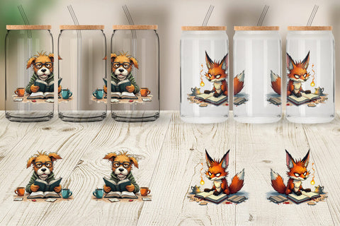 Glass Can Bookworm Critters Sublimation artnoy 