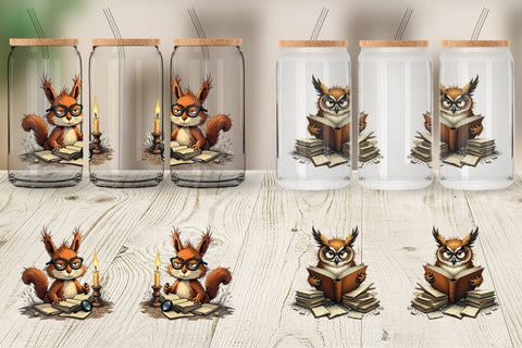 Glass Can Bookworm Critters Sublimation artnoy 