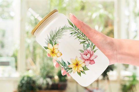 Glass Can Botanical Bloom Sublimation artnoy 