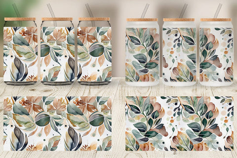 Glass Can Botanical Organic Pattern Sublimation artnoy 