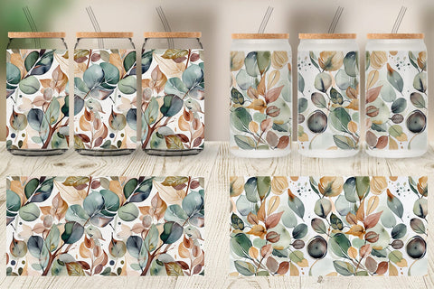 Glass Can Botanical Organic Pattern Sublimation artnoy 
