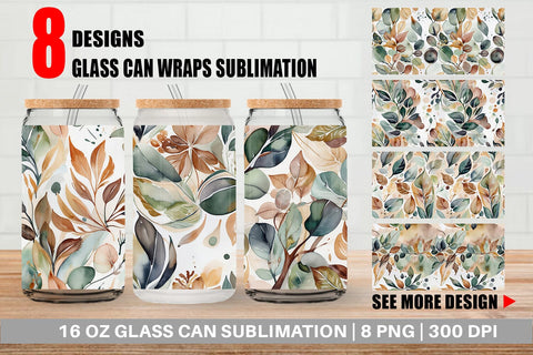 Glass Can Botanical Organic Pattern Sublimation artnoy 