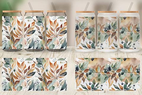 Glass Can Botanical Organic Pattern Sublimation artnoy 