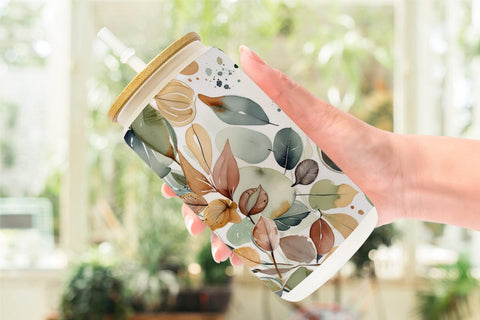 Glass Can Botanical Organic Pattern Sublimation artnoy 