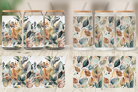 Glass Can Botanical Organic Pattern Sublimation artnoy 